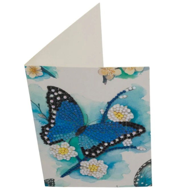 Blue Butterfly - Crystal Art Card 10 x 15cm