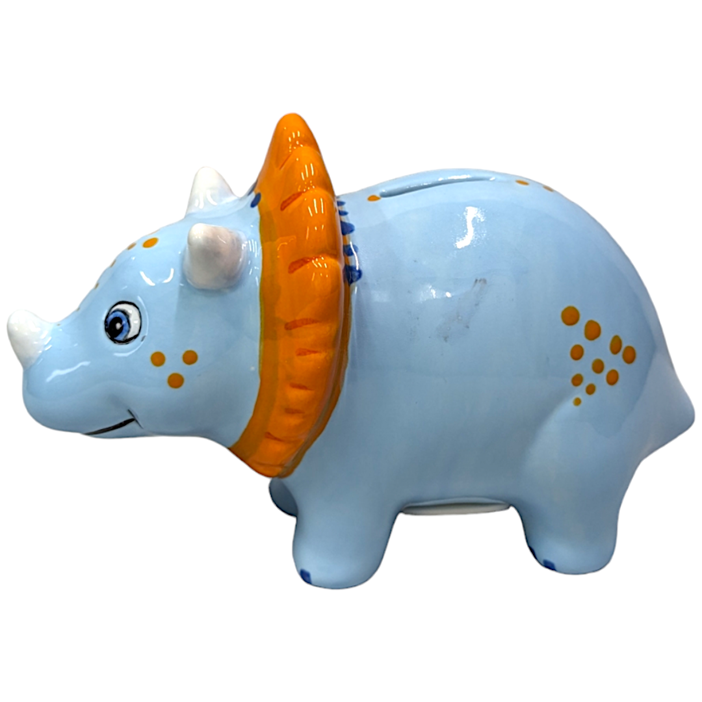 Triceratops Money Bank- Ceramic Blank Bisque Paint Your Own Pottery Shape