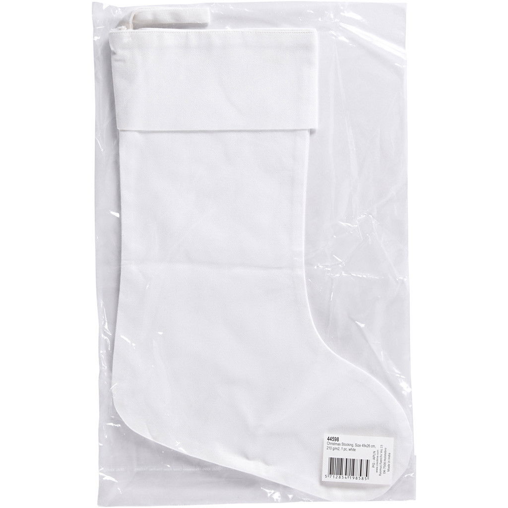 44598 Christmas Stocking, plain white in pack