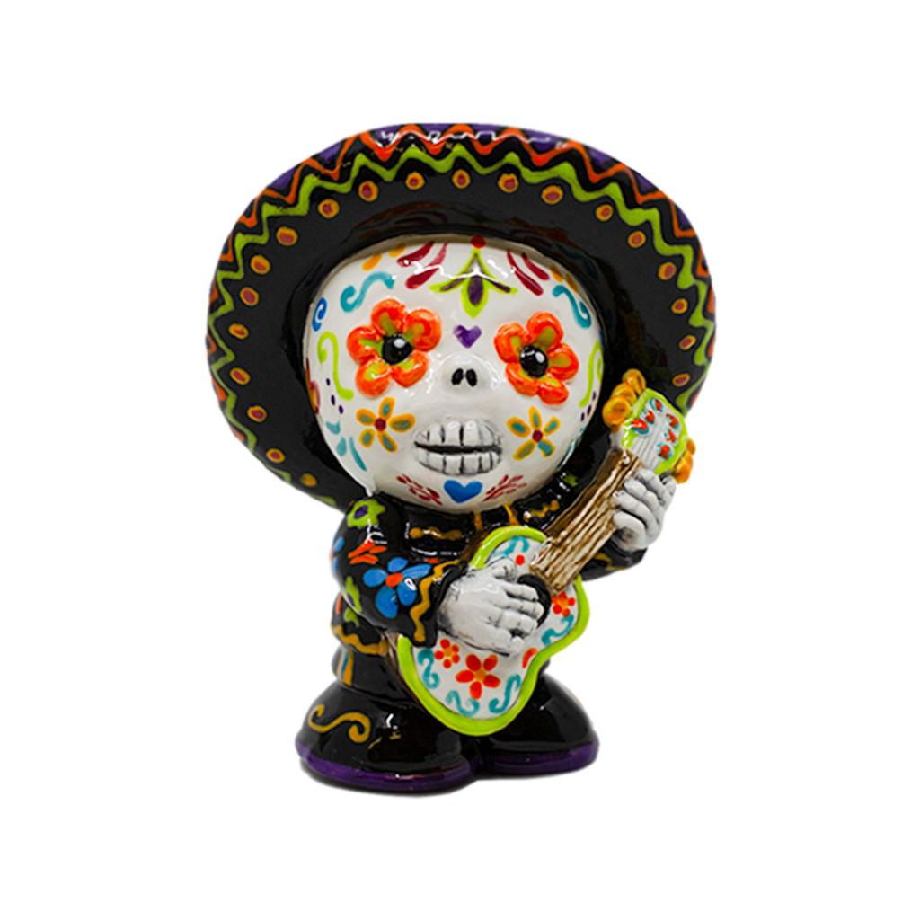Painted Day of the Dead Mariachi Man ceramic bisque blank for Halloween and Día de los Muertos Paint Your Own Pottery