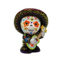 Painted Day of the Dead Mariachi Man ceramic bisque blank for Halloween and Día de los Muertos Paint Your Own Pottery