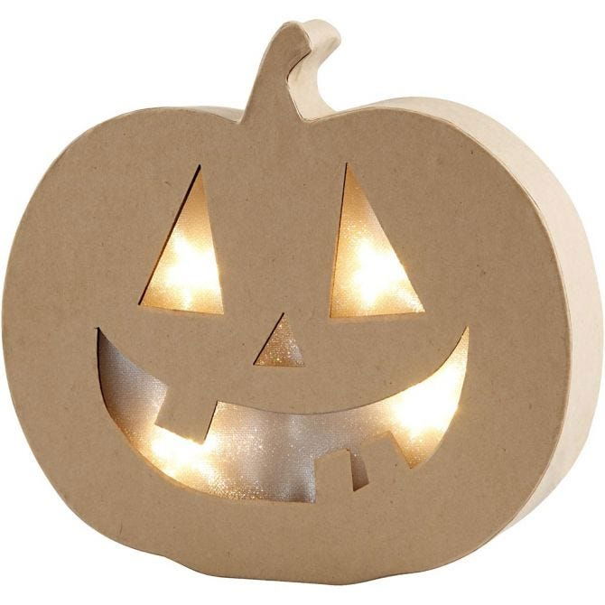 CH56195 Pumpkin Paper Mache Light Up- Happy