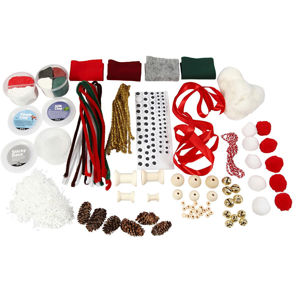 Traditional Christmas Creative Box Set Foam & Silk Clay box contents