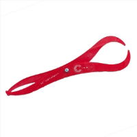 12 inch lid caliper with adjustable acrylic arms and metal wing nut, used for measuring pottery lids and diameters.