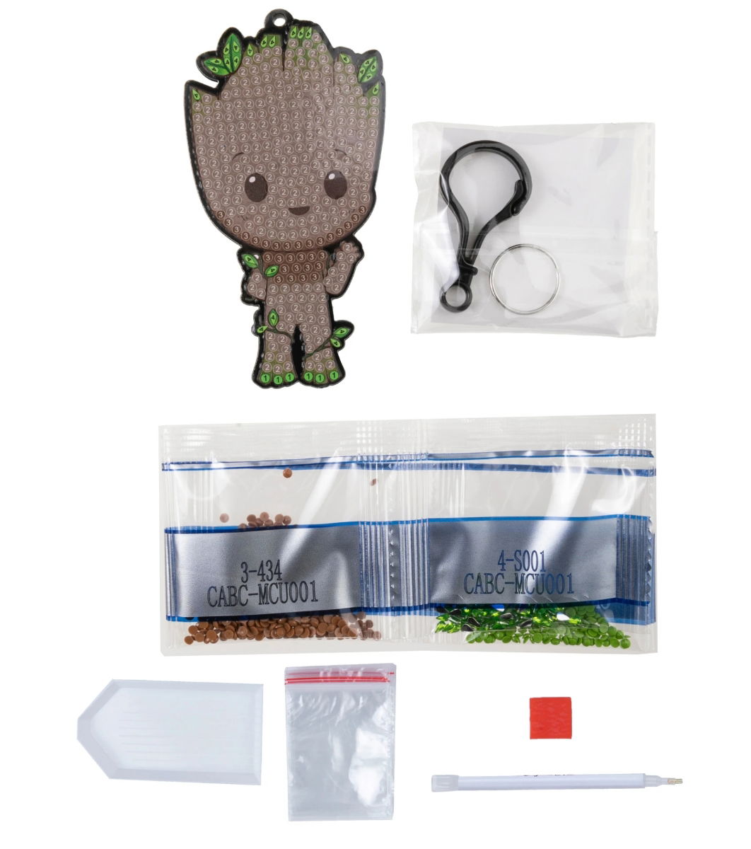 CABC-MCU001 Groot Marvel Series Crystal Art Kit Bag Charm Contents