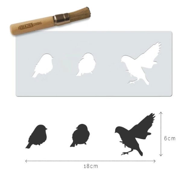 Sparrows Stencil Dimensions – Mini Acrylic Craft Template