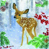 Festive Fawn 18 x 18cm - Crystal Art Card Kit