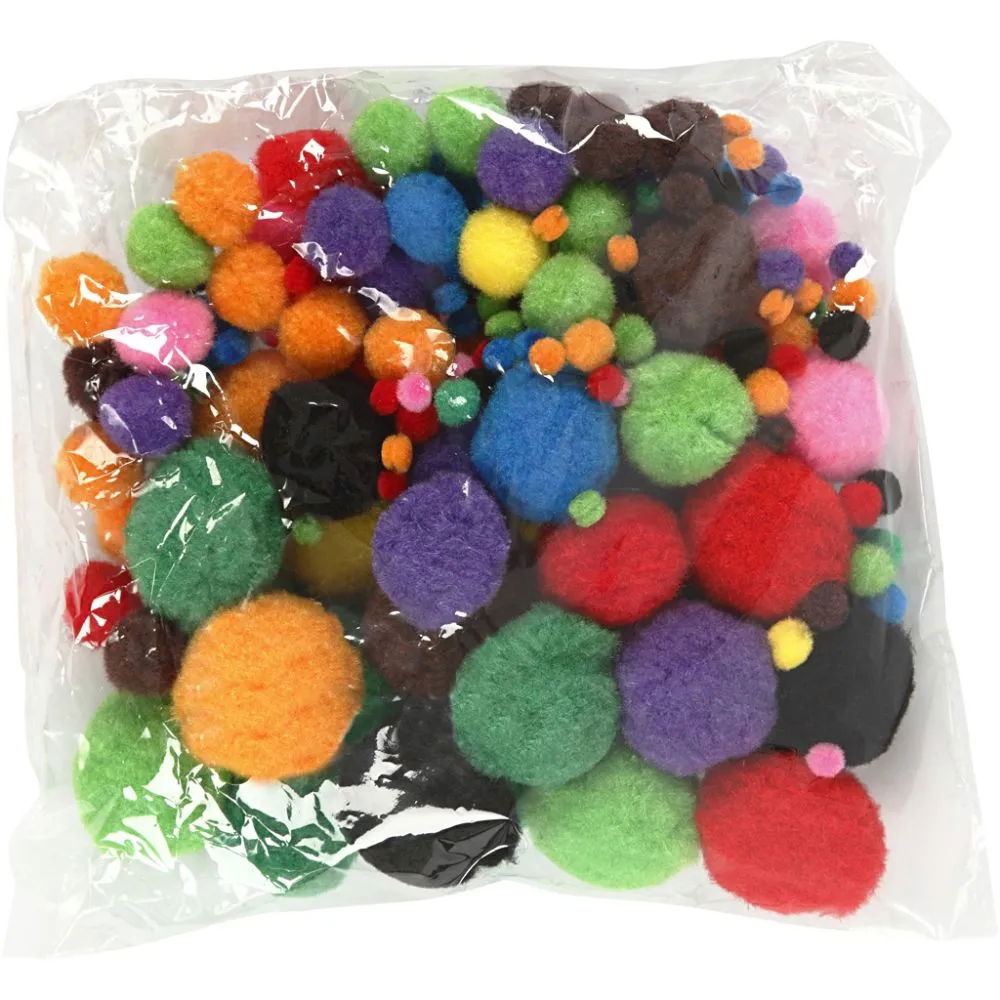 Pom poms 42g pack asstd colours