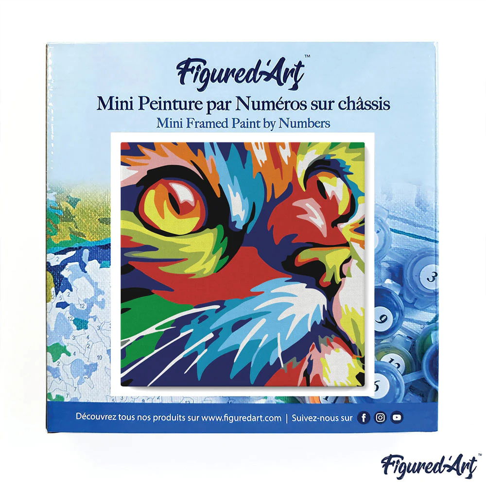 Feline Pop Art - Mini paint by numbers framed - 20 x 20cm