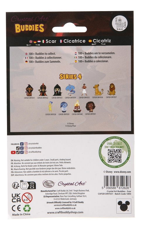 CAFGR-DNY031 Scar Crystal Art Buddy Kit reverse packaging