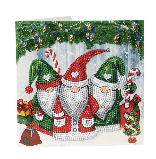 Santa Gnomes- Crystal Art Card Kit 18x18cm