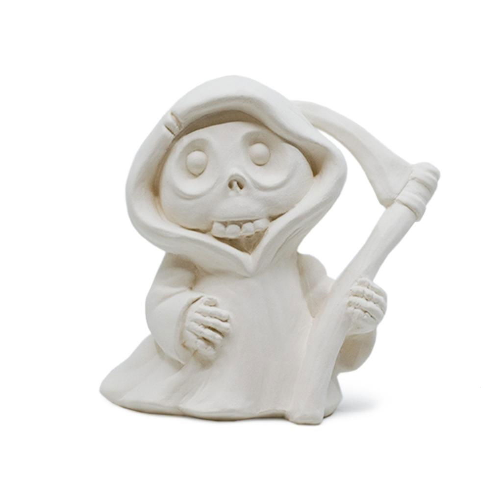 Unpainted Grim Reaper ceramic bisque blank ready for Halloween pottery painting