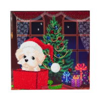 Puppy for Christmas - Crystal Art Card 18 x 18cm