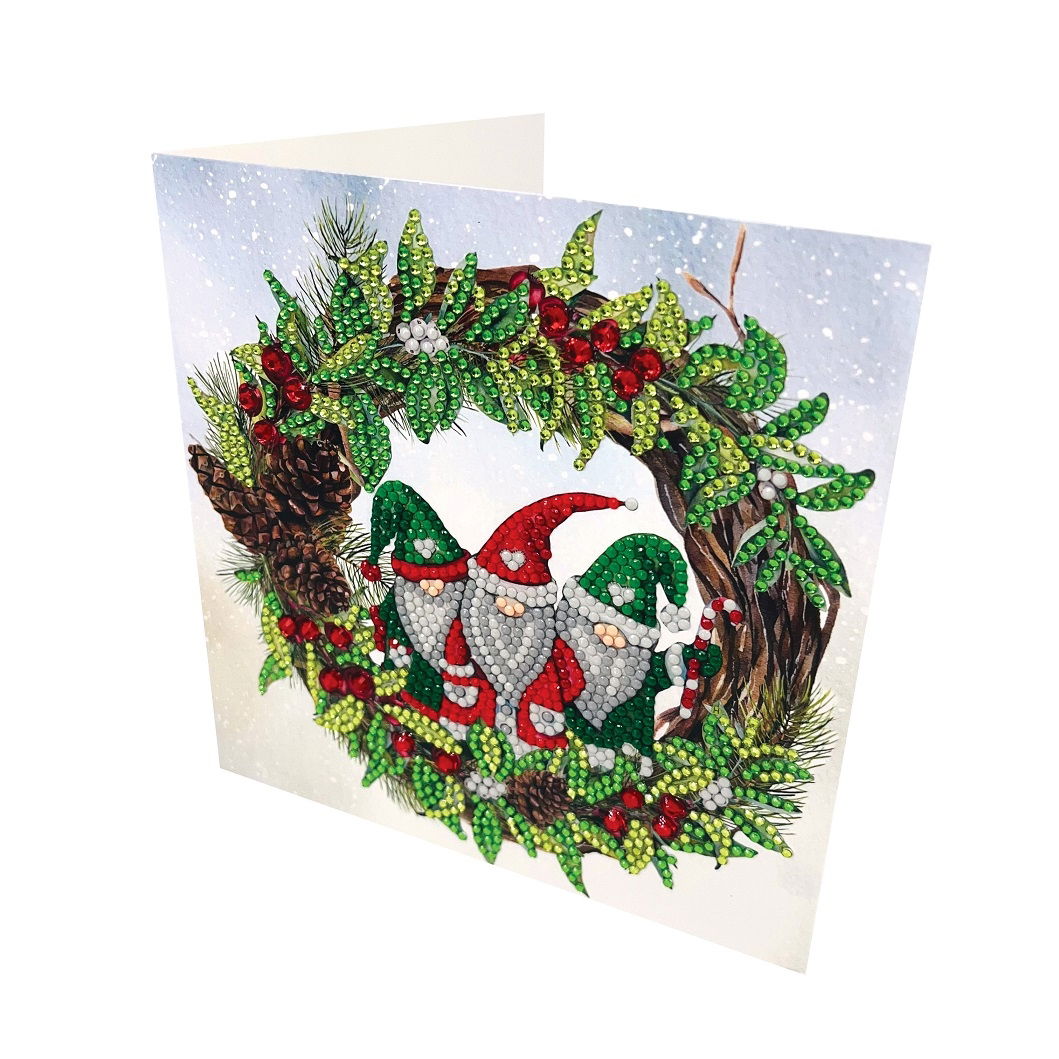 Christmas Gnomes - Crystal Art Card Kit 18 x 18cm