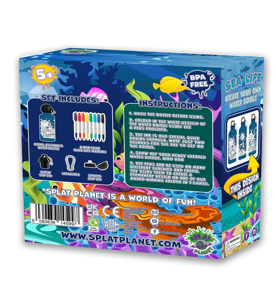 Sea Life Create Your Own Water Bottle Set (600ml)