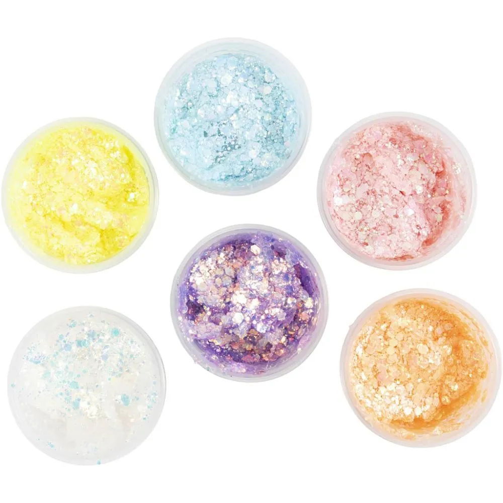 Glitter Clay -asstd pastel colours - 6 x 20ml