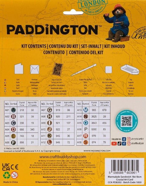 Paddington Bear "Marmalade Sandwich" Crystal Art Card Kit 18cm