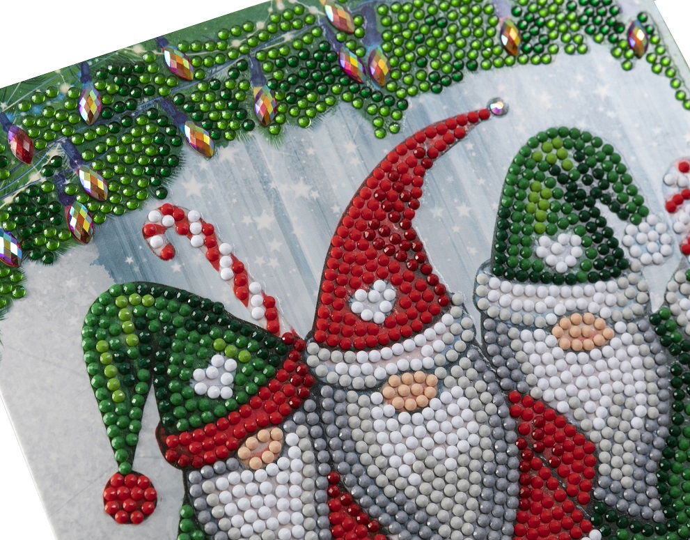 Santa Gnomes- Crystal Art Card Kit 18x18cm