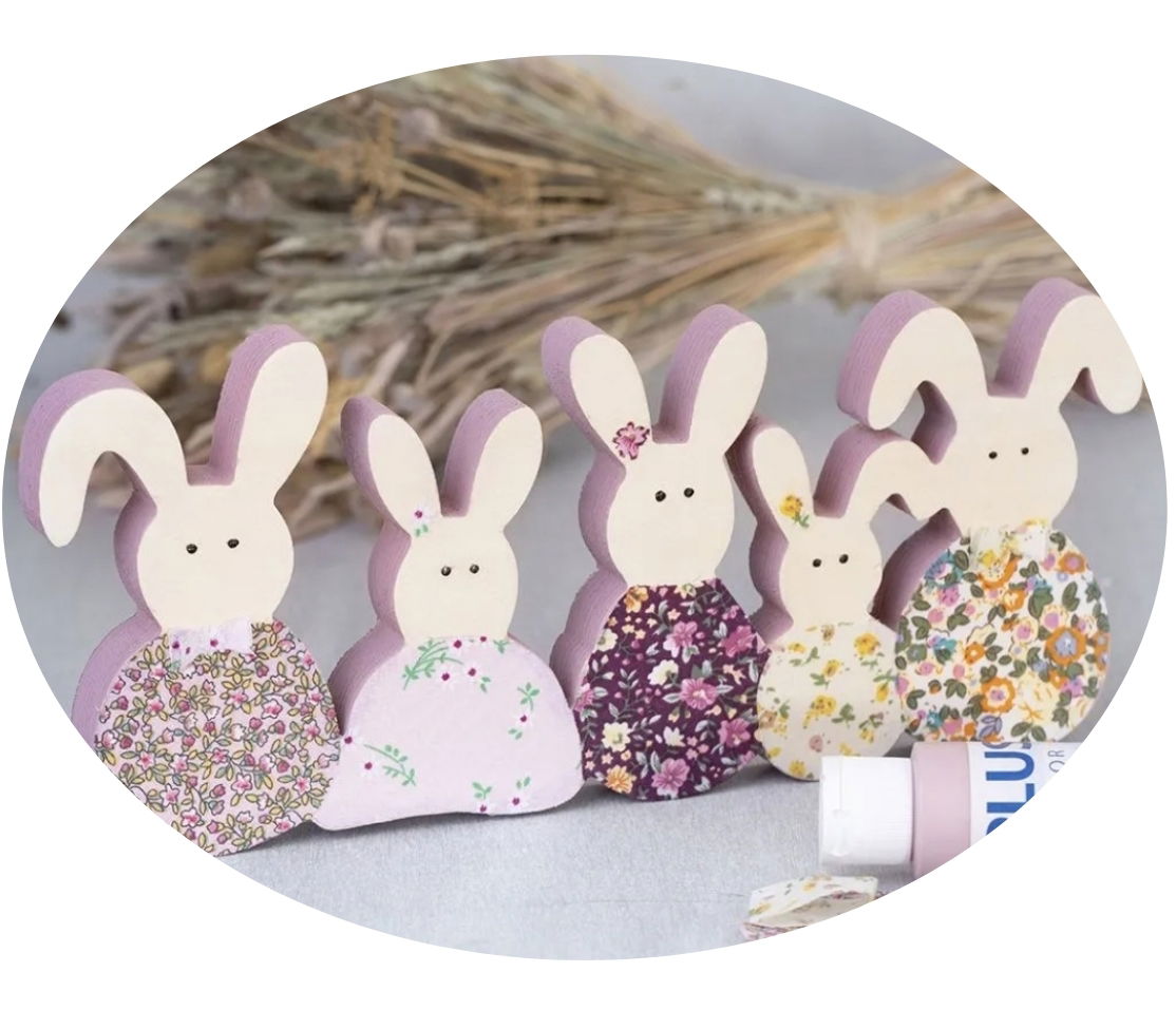 Wooden Bunnies 11cm H x 30cm W