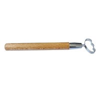 A small triple bump loop tool for carving and cutting of clay. Wooden handled for ease of use with a stainless steel loop.