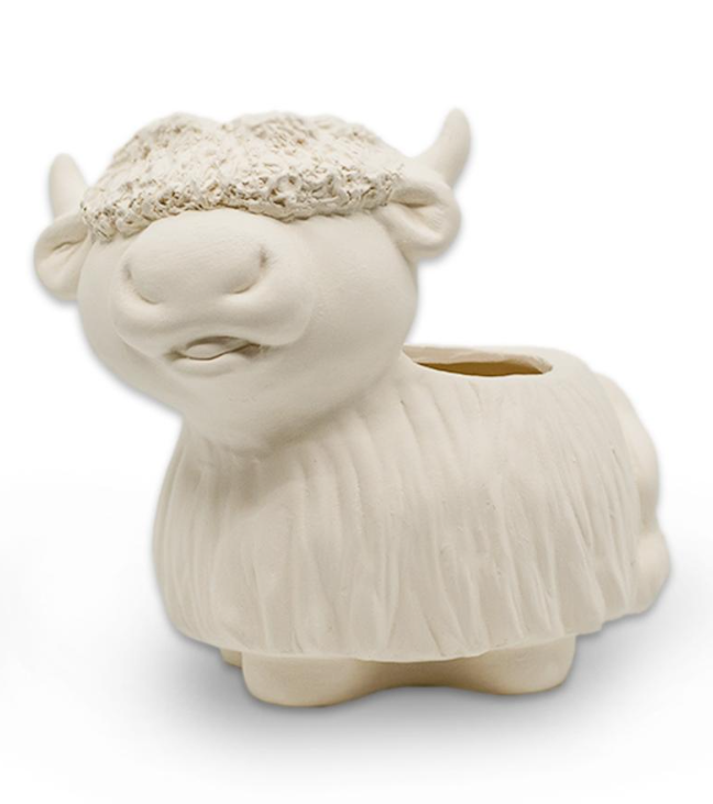 Highland Cow Planter - 14.6cm h x 15.88cm l