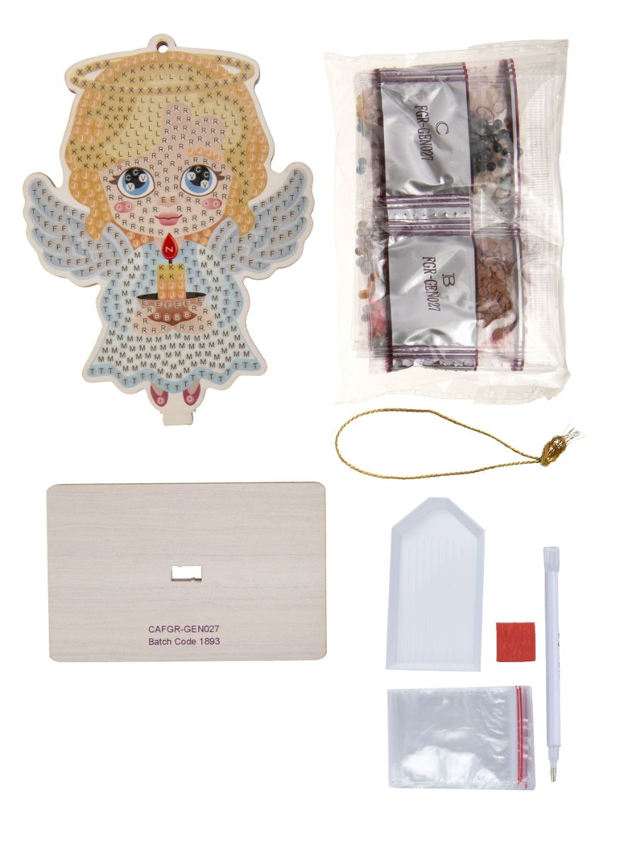 CAFGR-GEN027 Angel- Christmas Crystal Art Buddy Kit contents