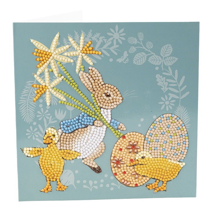 Peter Rabbit & Easter Chicks - Crystal Art Card Kit 18 x 18cm