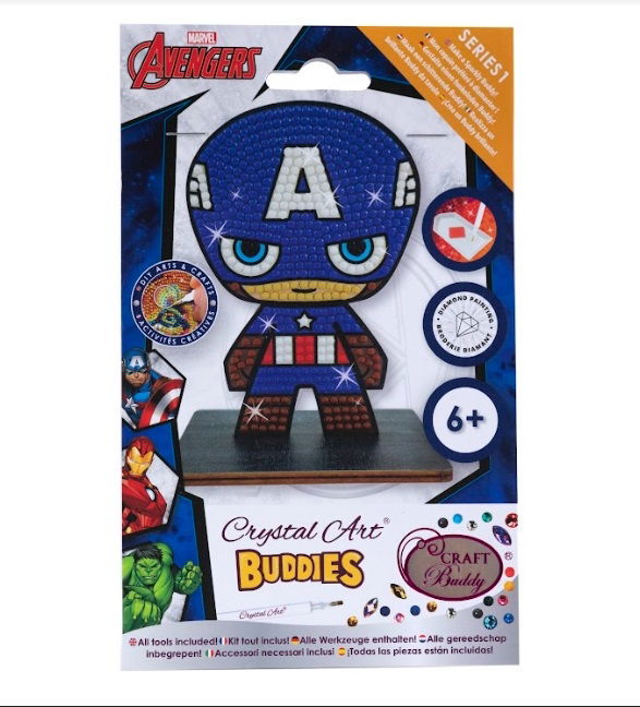 Captain America- Marvel Crystal Art Buddy Kit 11x8cm approx