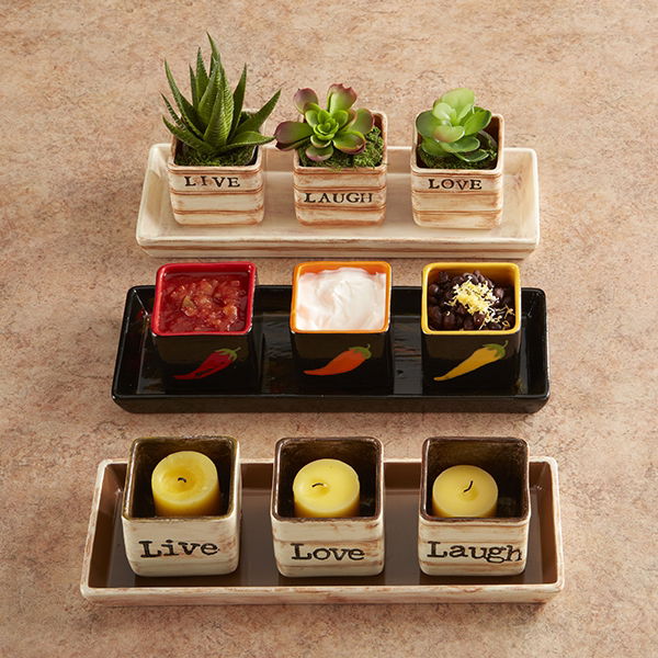 5308 Small Square Planter in Rect Platter