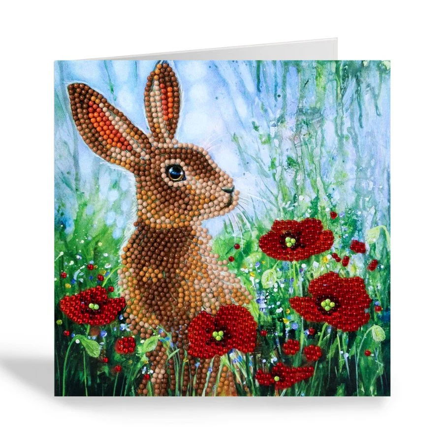 WILD POPPIES AND THE HARE CRYSTAL ART CARD