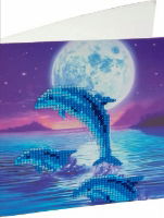 Moonlight Dolphins- Crystal Art Card 5D Diamond Painting Kit