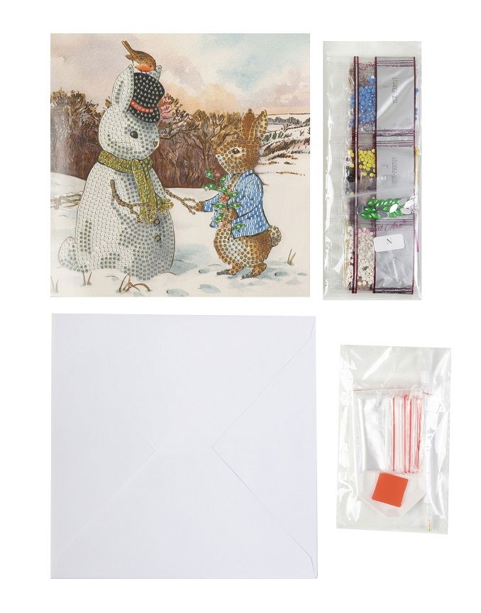 Peter & the Snow Bunny, Crystal Art Card Kit 18x18cm