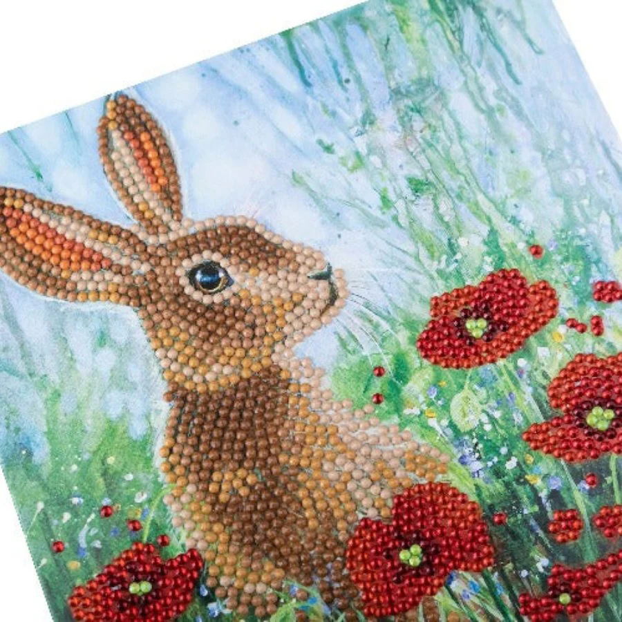 WILD POPPIES AND THE HARE CRYSTAL ART CARD