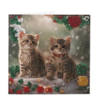 CHRISTMAS KITTENS 18 X 18CM CRYSTAL ART CARD