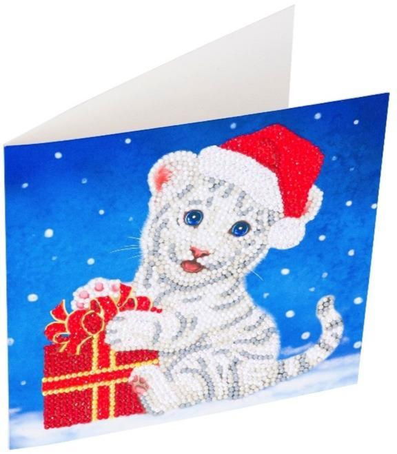 CCK-XM57 Christmas White Tiger - Crystal Art Card complete