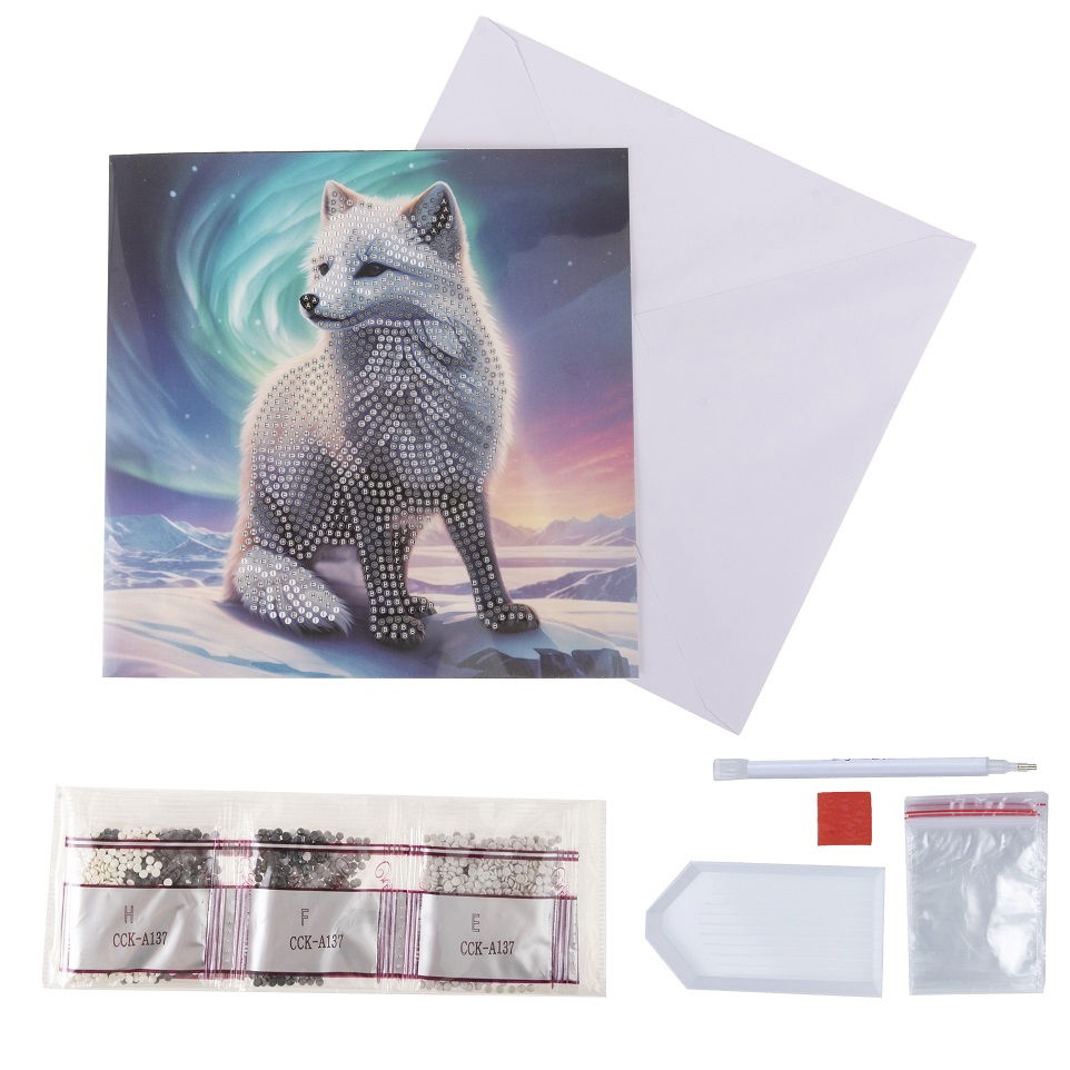 AURORA THE FOX 18 X 18CM CRYSTAL ART CARD