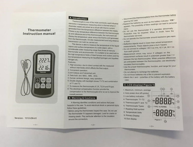 Instructions for Pyrometer/ Temperature Sensor for Electric Ceramic Kilns