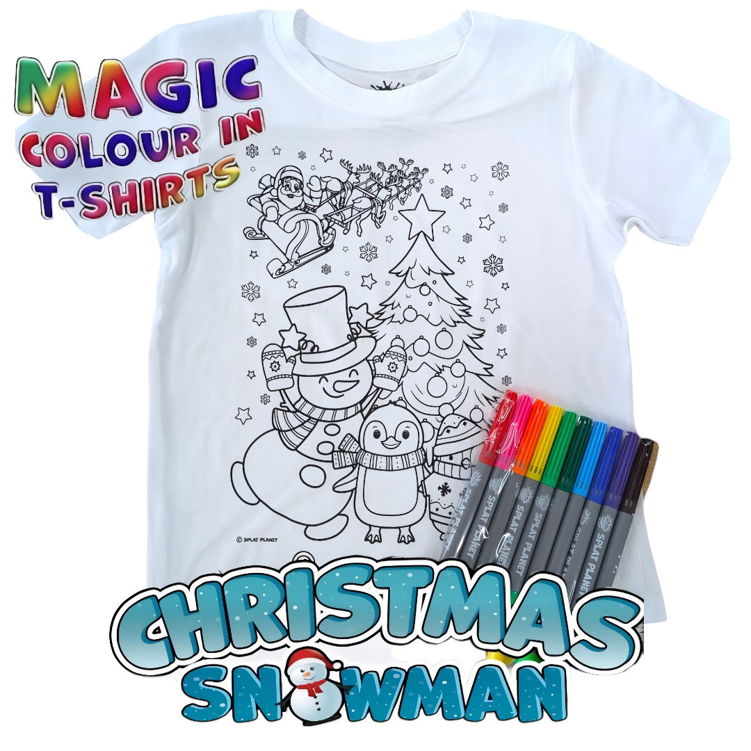 Christmas Snowman T-Shirt with 10 Non-Toxic Washable Magic Pens