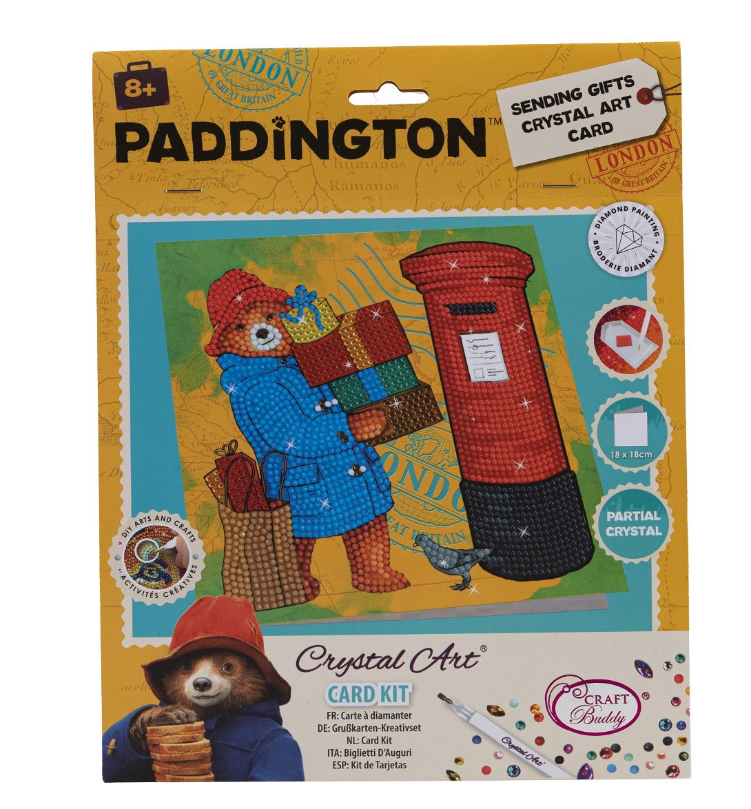 Paddington Sending Gifts - 18x18cm Crystal Art Card Kit