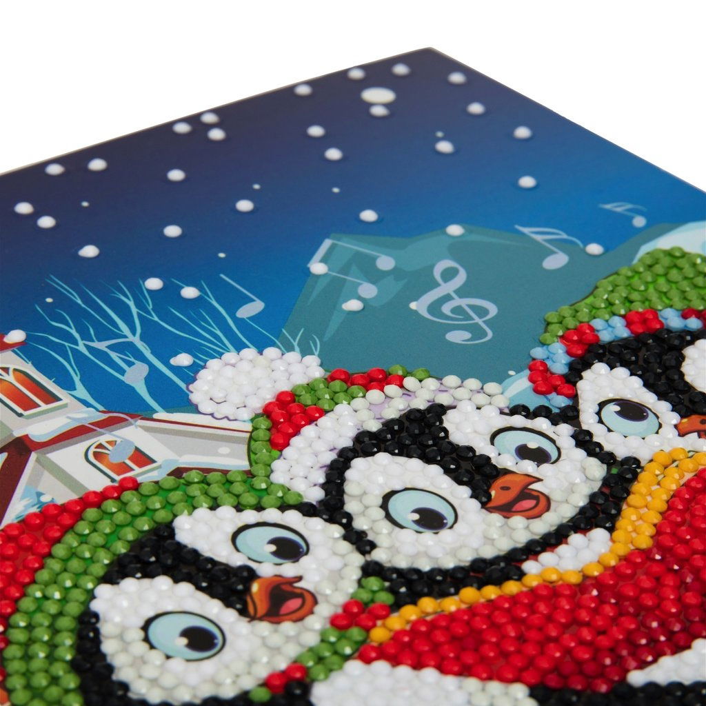 CCK-XM6 Penguin Christmas Carols - Crystal Art Card 18 x 18cm