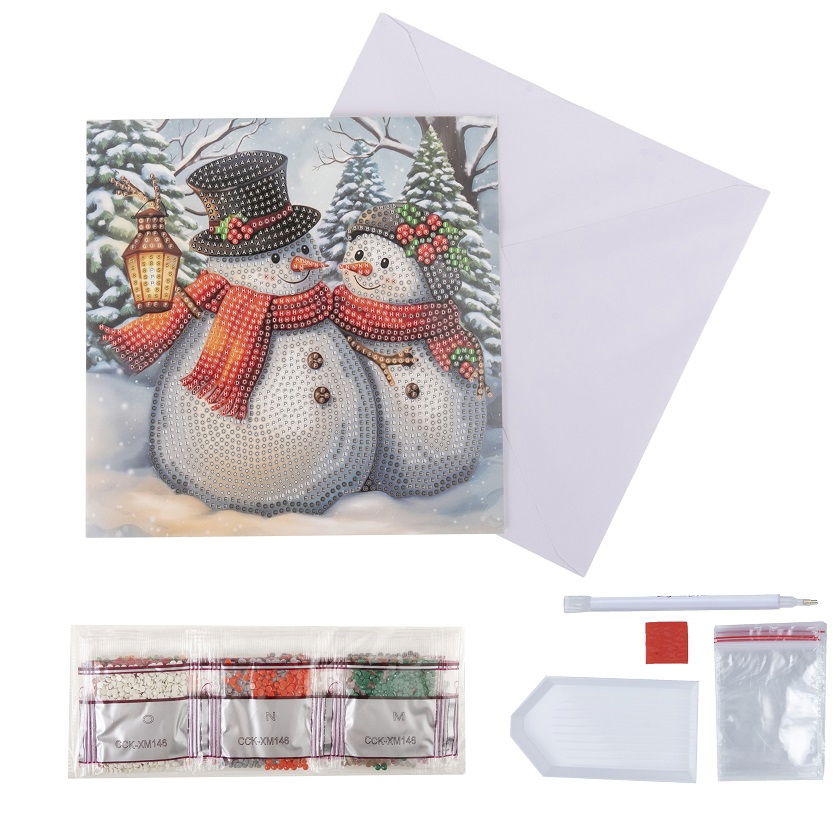 FROSTY & MERRY 18 X 18CM CRYSTAL ART CARD