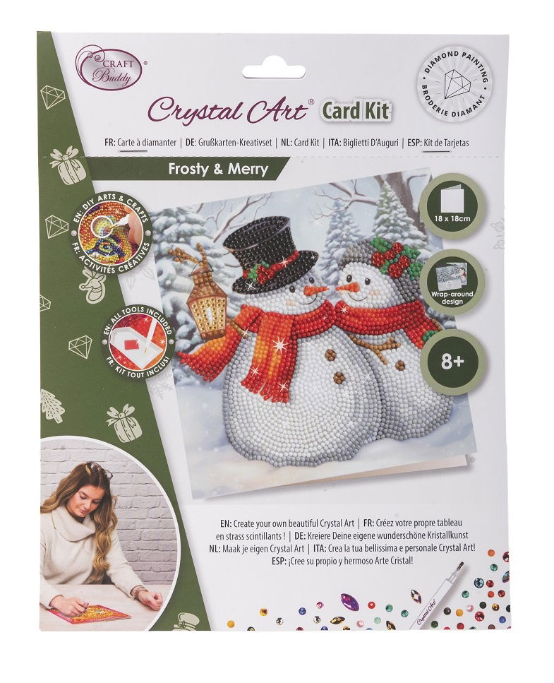 FROSTY & MERRY 18 X 18CM CRYSTAL ART CARD