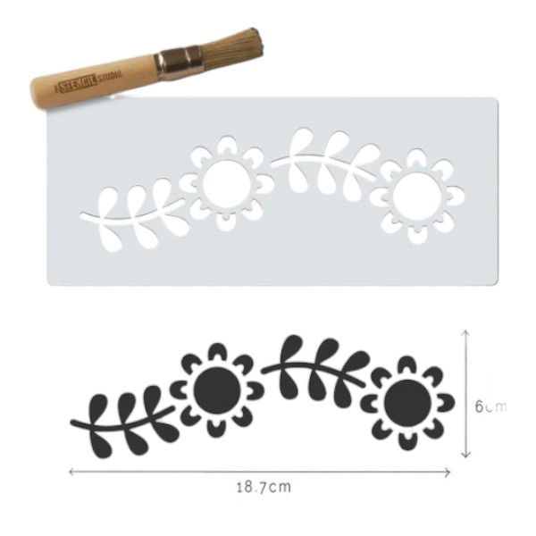 Dimensions for the Marjorie Wave reusable craft stencil