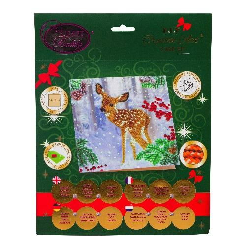 Festive Fawn 18 x 18cm - Crystal Art Card Kit