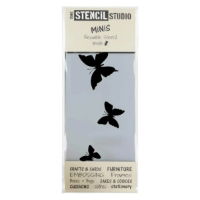 A mini craft stencil with butterflies design in outer packaging, detailing butterfly cutouts.