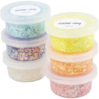 Glitter Clay -asstd pastel colours - 6 x 20ml