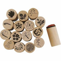 CH28578 Flower & Leaf Rubber Stamps (15 Asstd) 20mm 