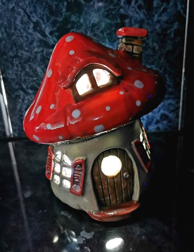 Mushroom House Lantern in dark