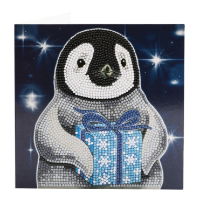 Penguin Gift- Crystal Art Card KIt 18x18cm