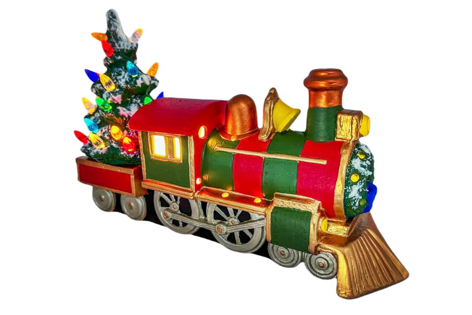 5405 Christmas Train &amp; Tree Painted Bisqueware PYOP